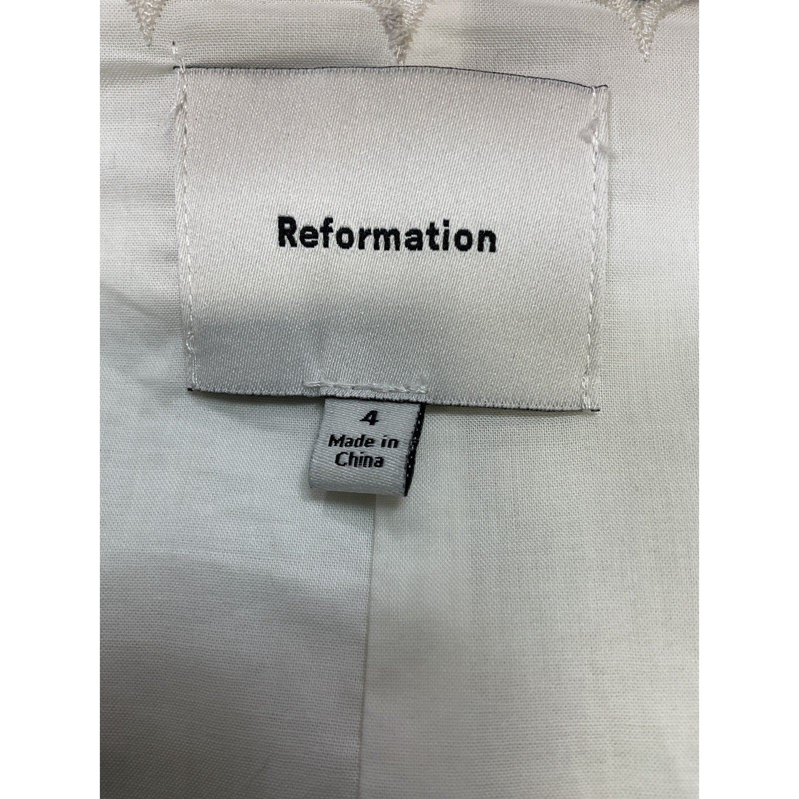 Reformation 'Elianna' White Cotton Top Size 4