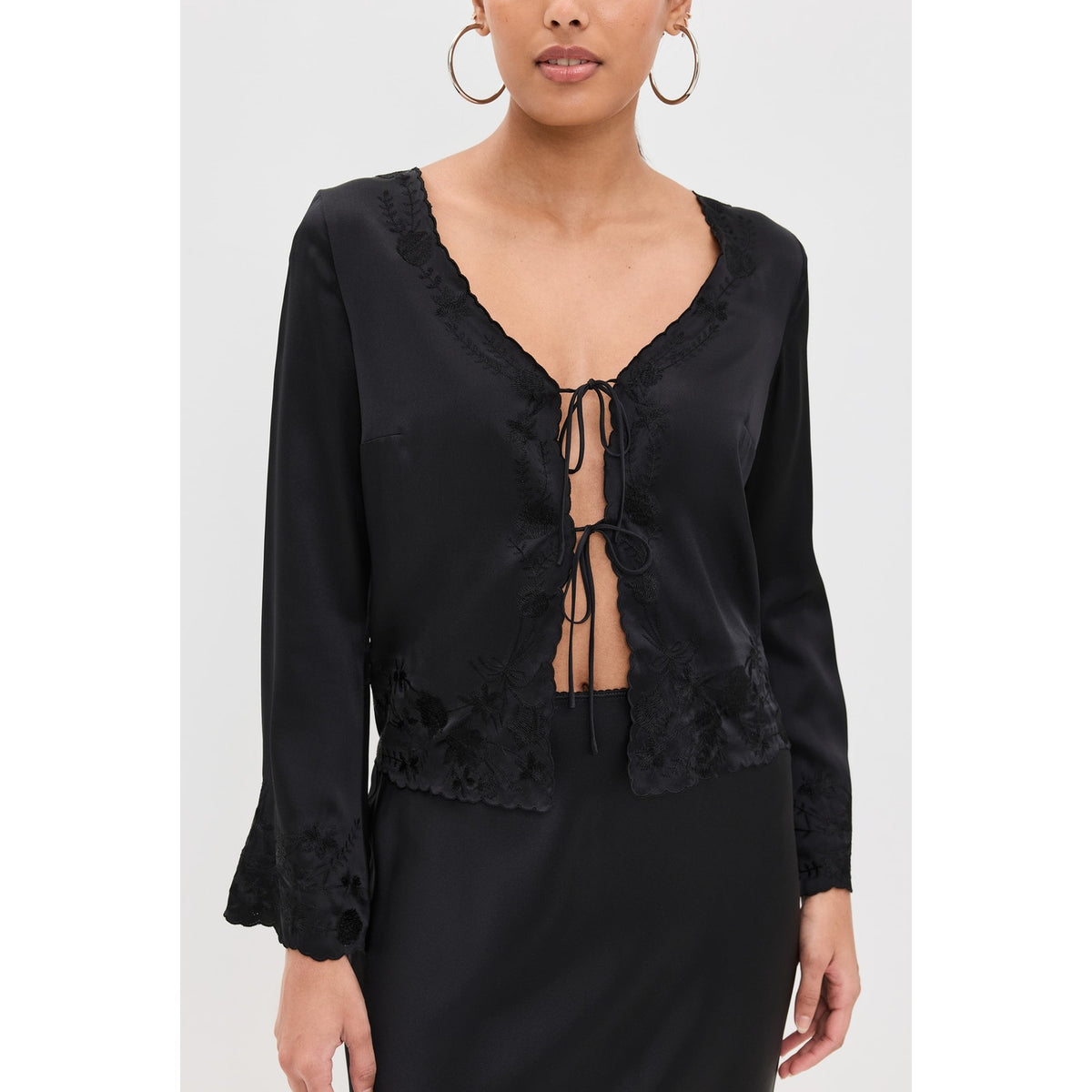 Reformation 'Rosina' Black Silk Top Size 6