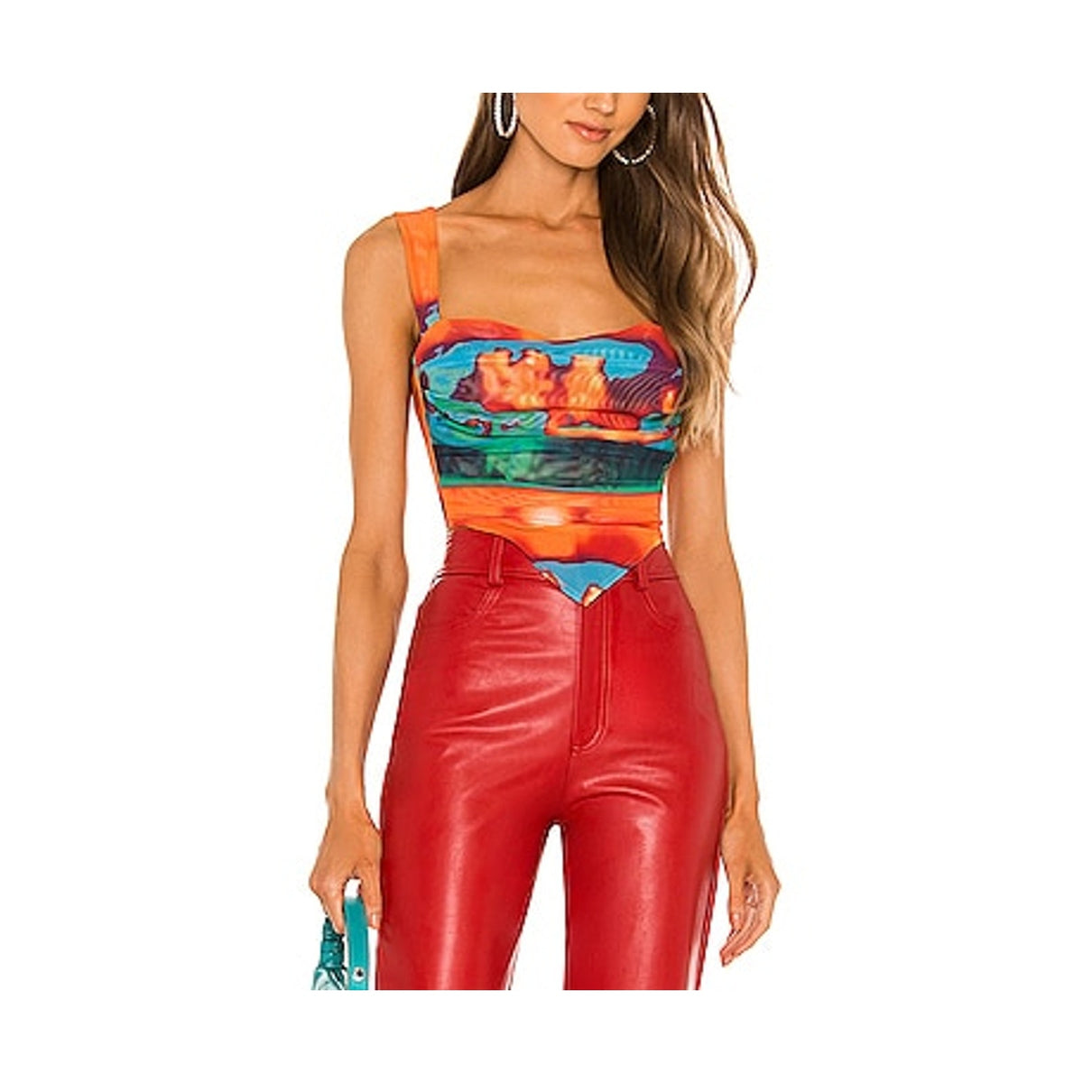 Miaou 'Tati' Orange Polyester Top Size M