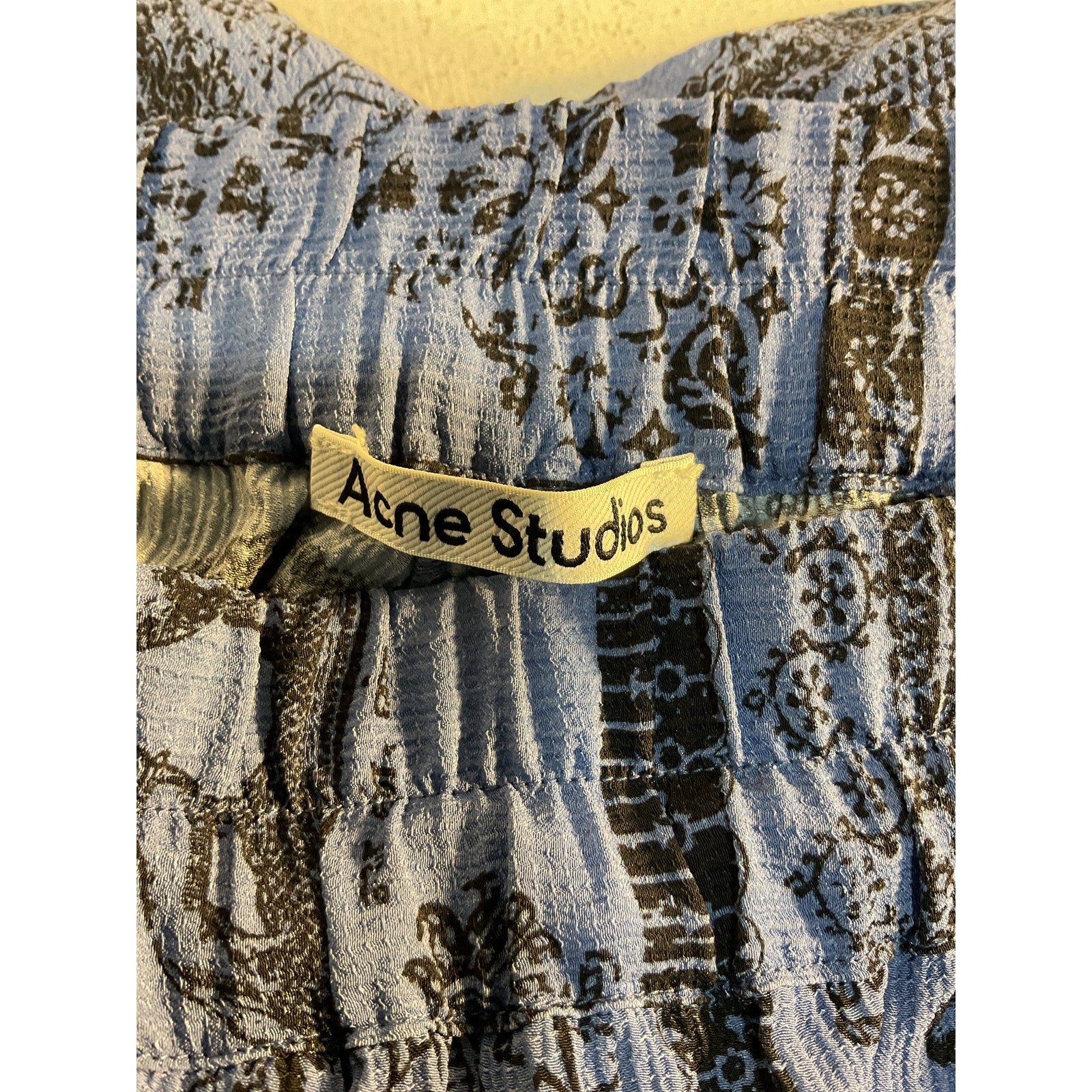 Acne Studios Printed Blue High-Rise Wide-Leg Pants Size 32
