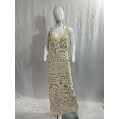 Jonathan Simkhai Ivory Crochet Halterneck Dress - Size L