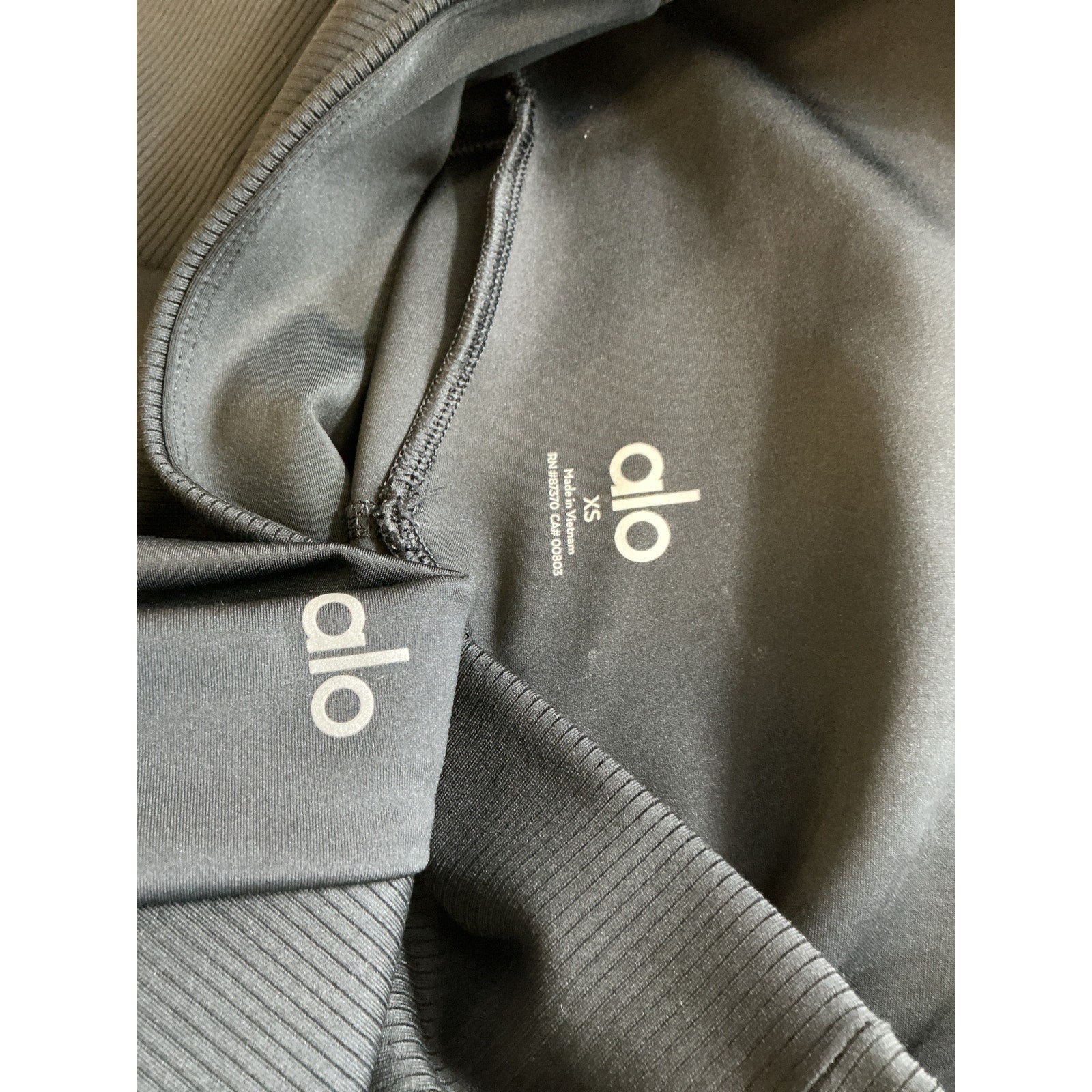 Alo Yoga Ribbed 'Airlift' Black High-Waist 7/8 Enchanted Legging Size XS
