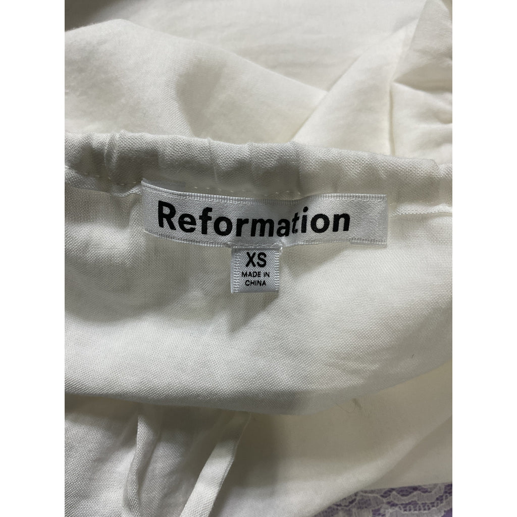 Reformation 'Emery' White Knee Length Skirt Size XS