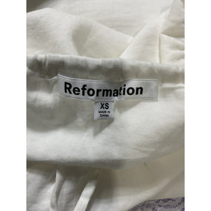 Reformation 'Emery' White Knee Length Skirt Size XS