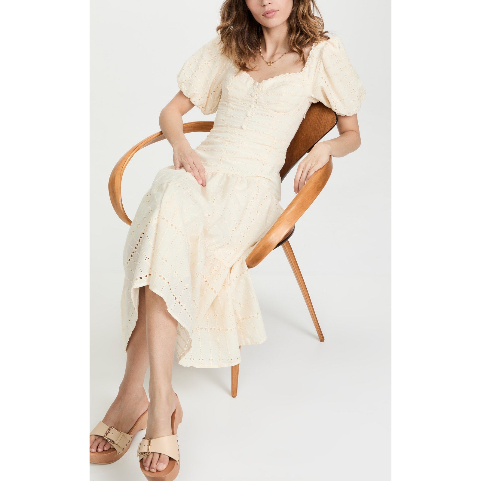 Astr The Label 'Baldwin' Cream Cotton Dress Size S