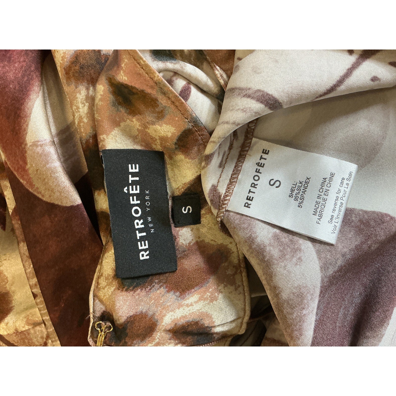 Retrofete 'Raelynn' Brown Silk Silk Dress Size S