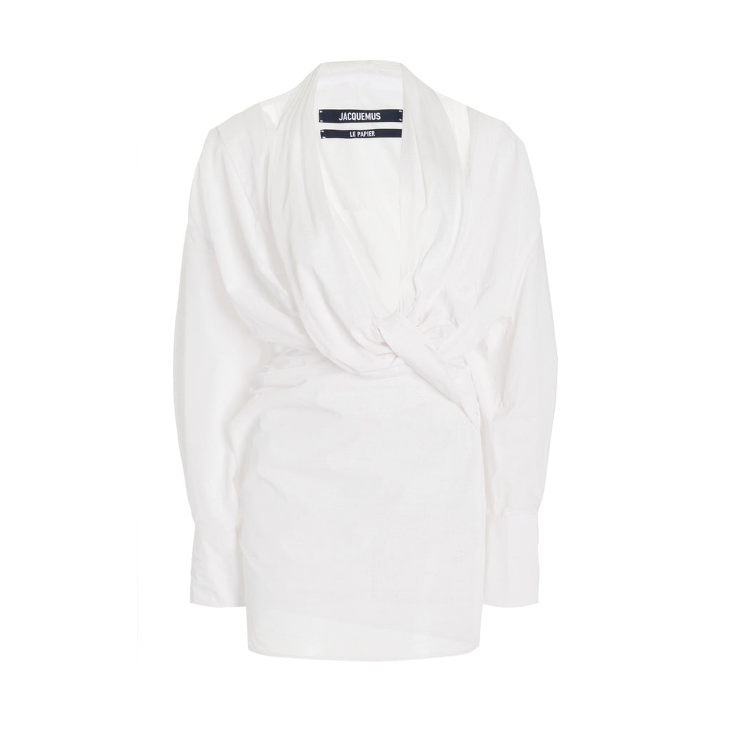 Jacquemus 'Agui' White Cotton Twisted Dress Size 32