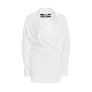 Jacquemus 'Agui' White Cotton Twisted Dress Size 32