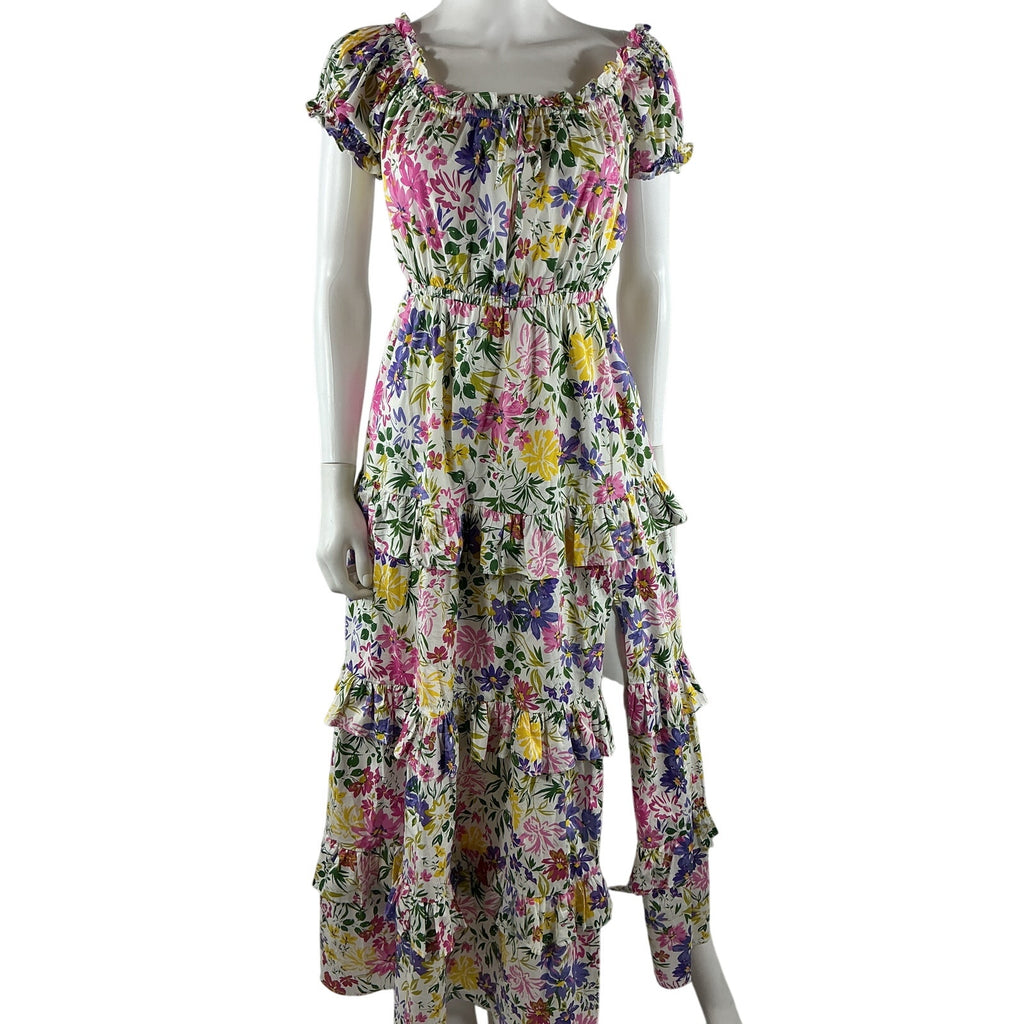 Astr The Label 'Viona' White Floral Off-The-Shoulder Maxi Dress Size L