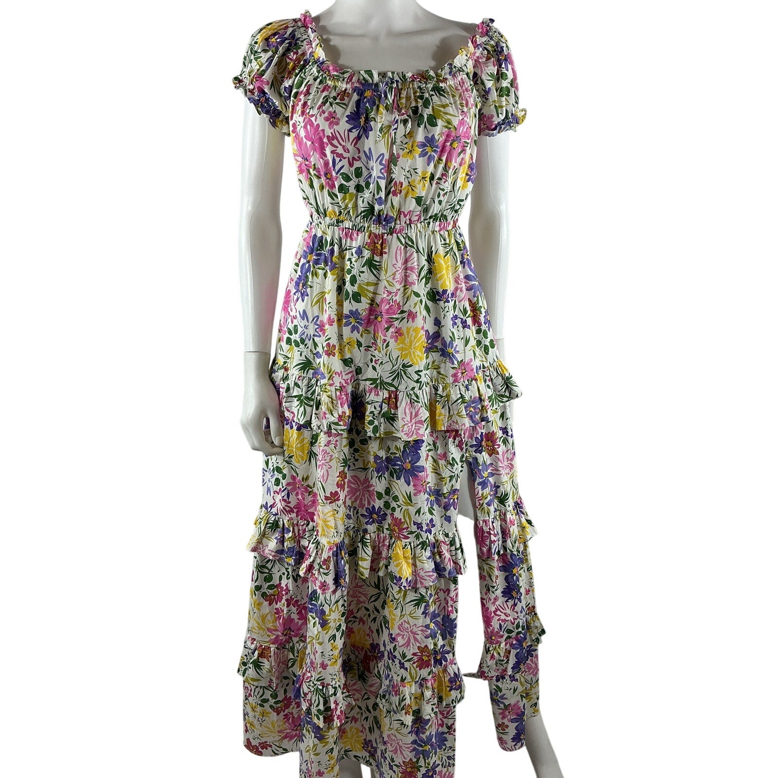 Astr The Label 'Viona' White Floral Off-The-Shoulder Maxi Dress Size L