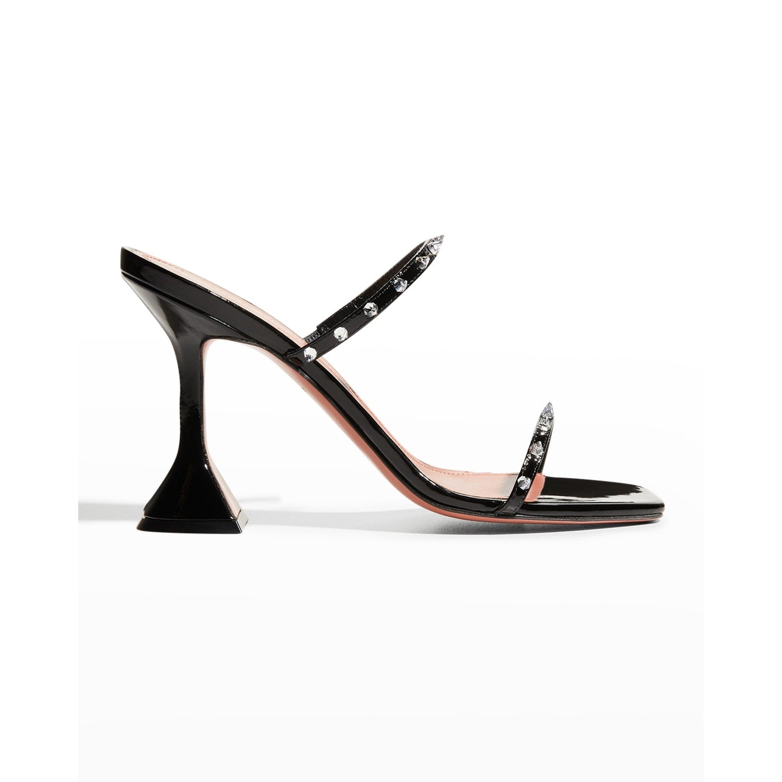 Amina Muaddi 'Karma' Black Tiger-Print Spike Slide Sandals Size 9/39