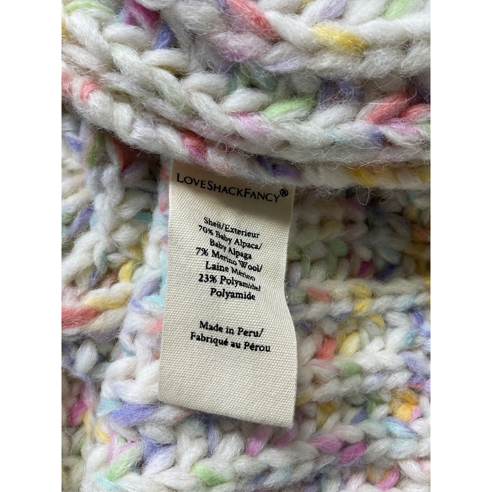 Loveshackfancy 'Meli' White V Neck Cotton Cardigan Size M