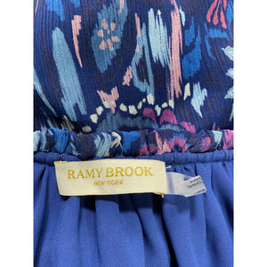 Ramy Brook Printed Navy Ikat Ember Blouse Size XS
