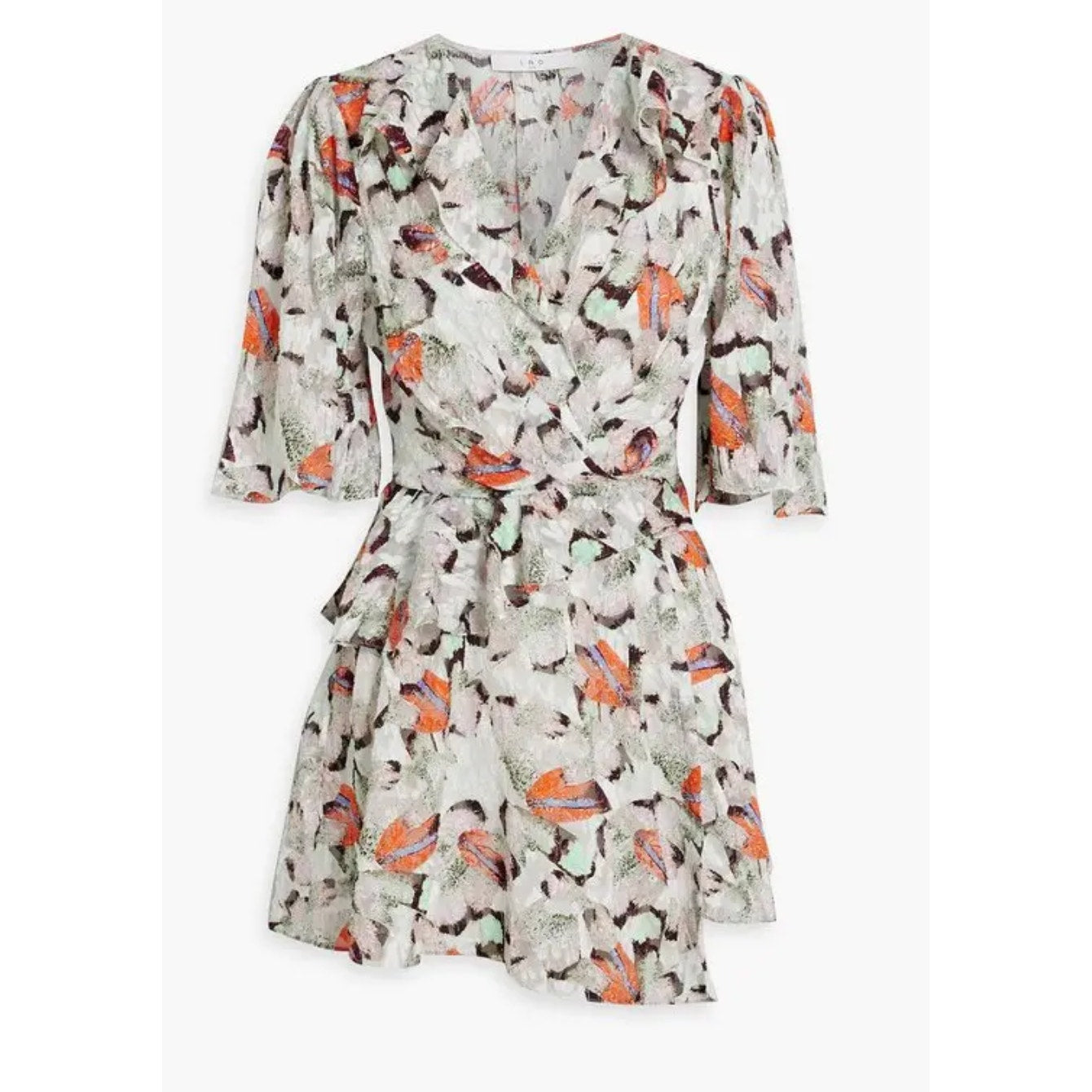 Iro 'Carlina' White Silk Wrap-Effect Ruffled Silk And Cotton-Blend Mini Dress Size 2