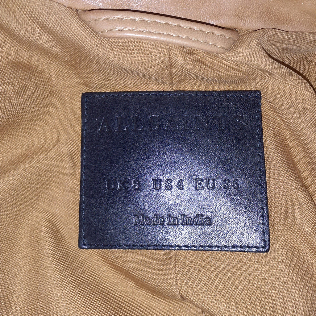 Allsaints 'Fern Dipdye' Brown Leather Biker Jacket Size 4