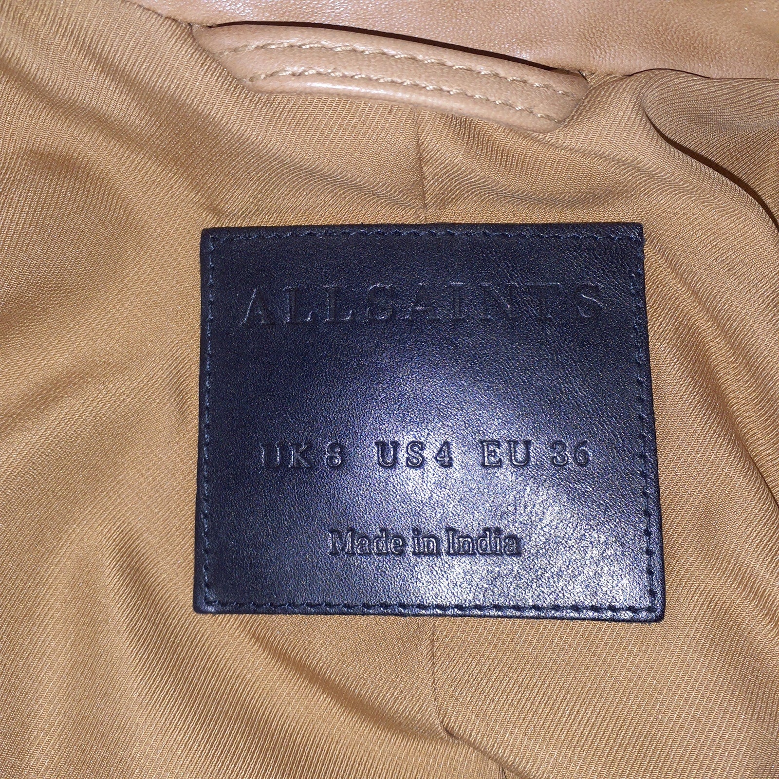 Allsaints 'Fern Dipdye' Brown Leather Biker Jacket Size 4