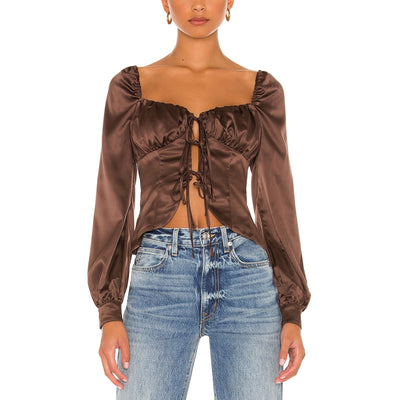 Majorelle 'Waldorf' Brown Satin Top Size M