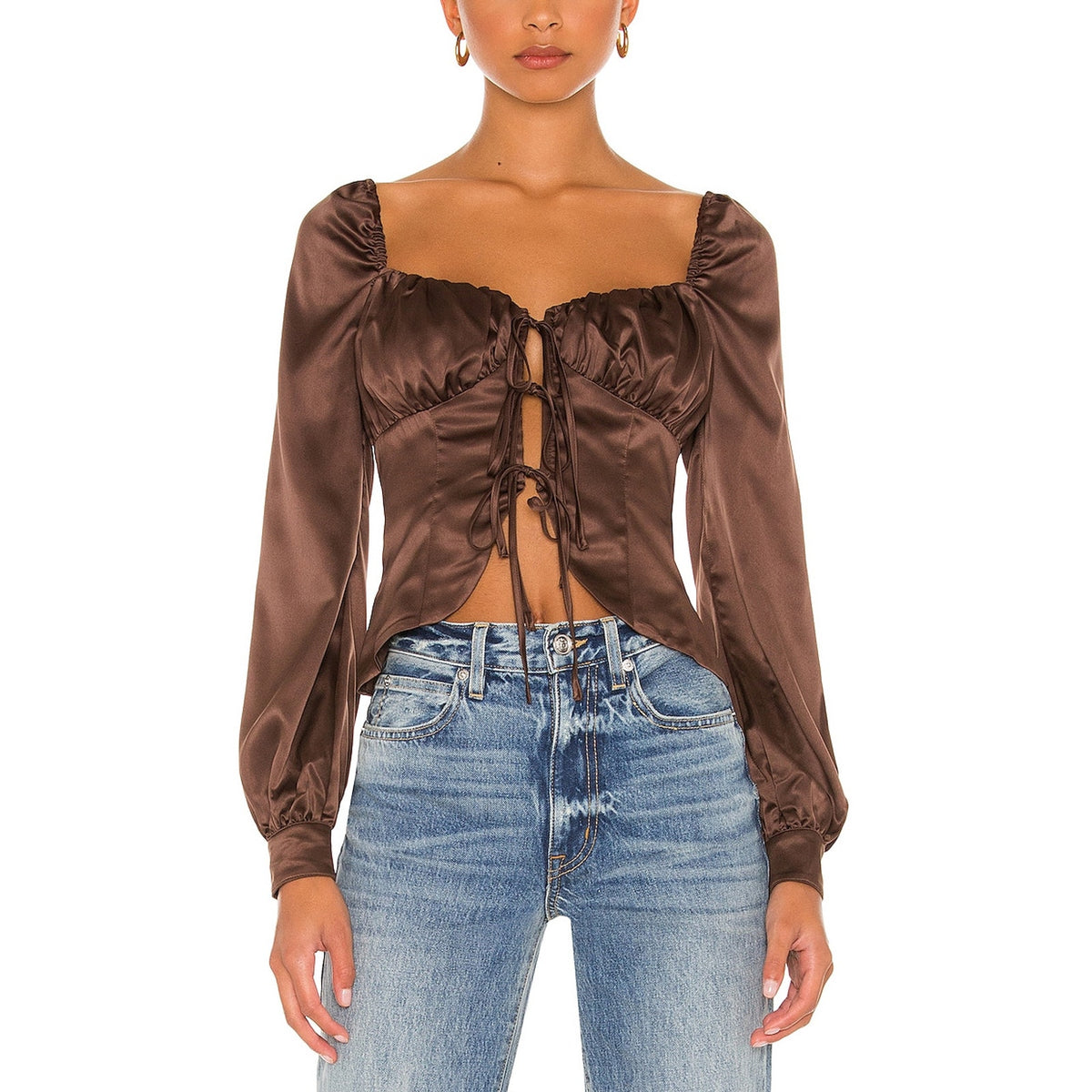 Majorelle 'Waldorf' Brown Satin Top Size M