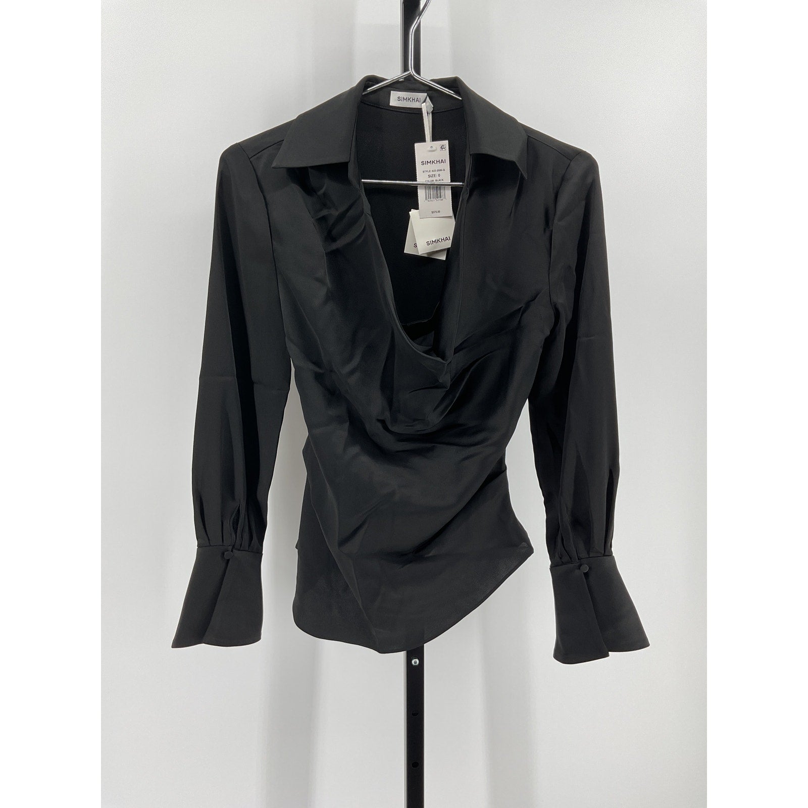 Simkhai 'Symone' Black Acetate Cowl Neck Top Size 0 - NWT