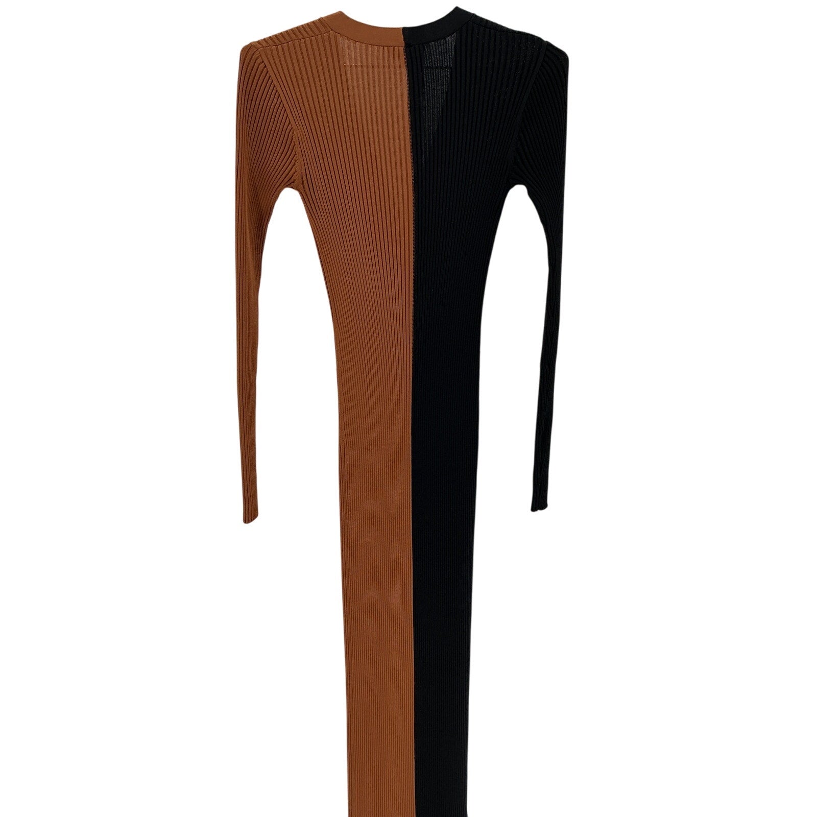 Staud 'Shoko' Brown Viscose Color Block Ribbed Sweater Dress Size XS