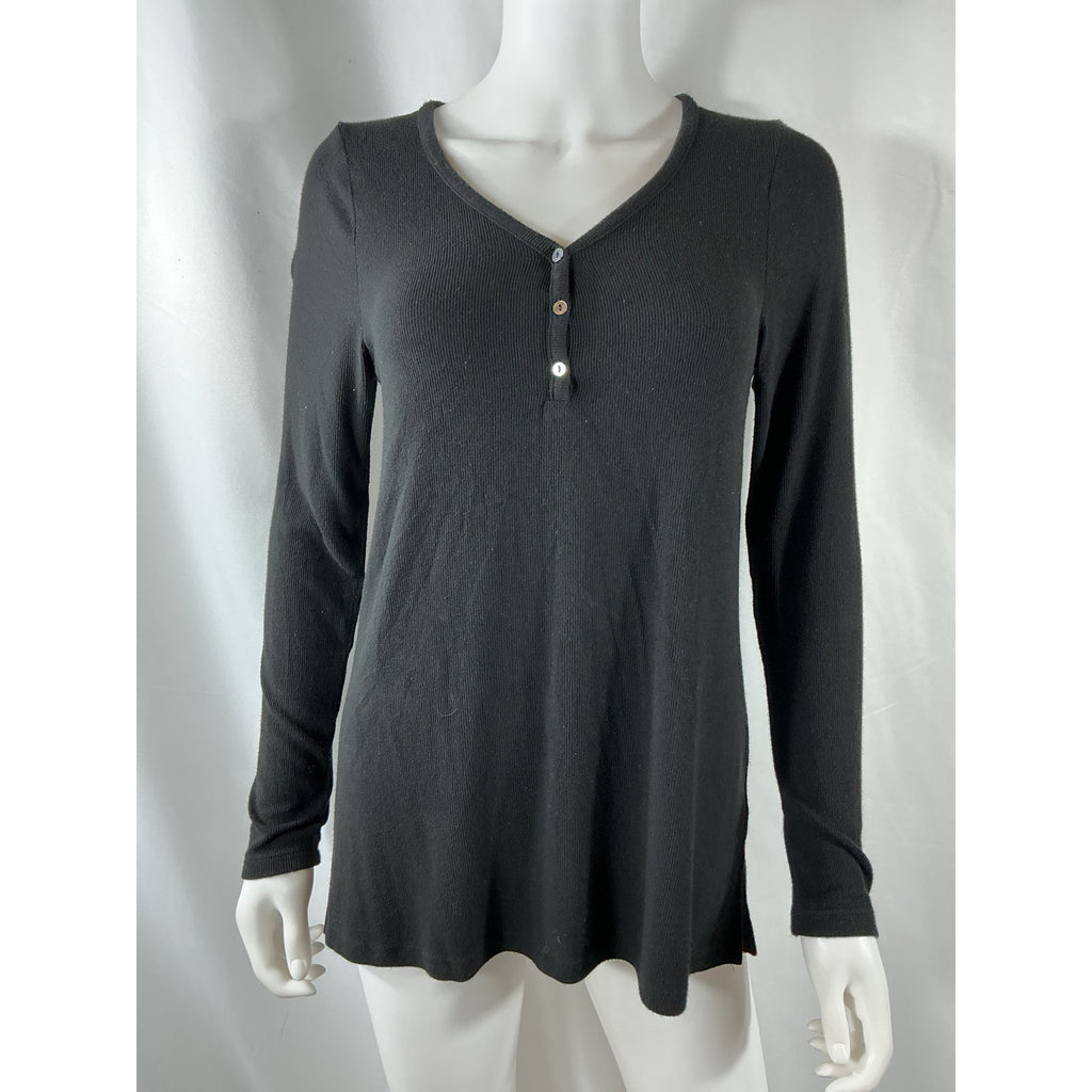 Hatch The Softest Black Rayon Rib Nursing Henley Top Size 1