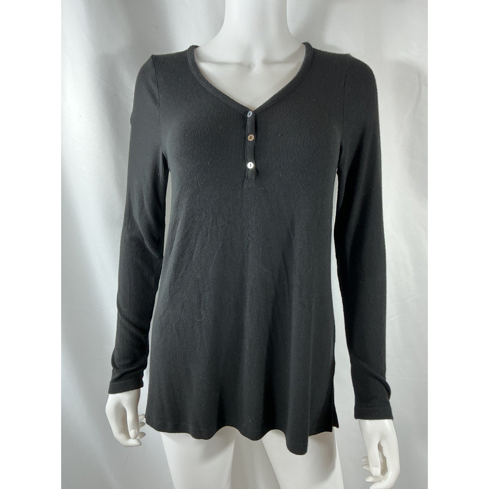 Hatch The Softest Black Rayon Rib Nursing Henley Top Size 1