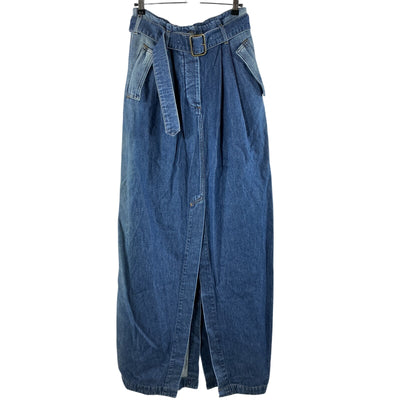 Dries Van Noten Classic Blue Belted Denim Maxi Skirt Size 38 FR / 6 US