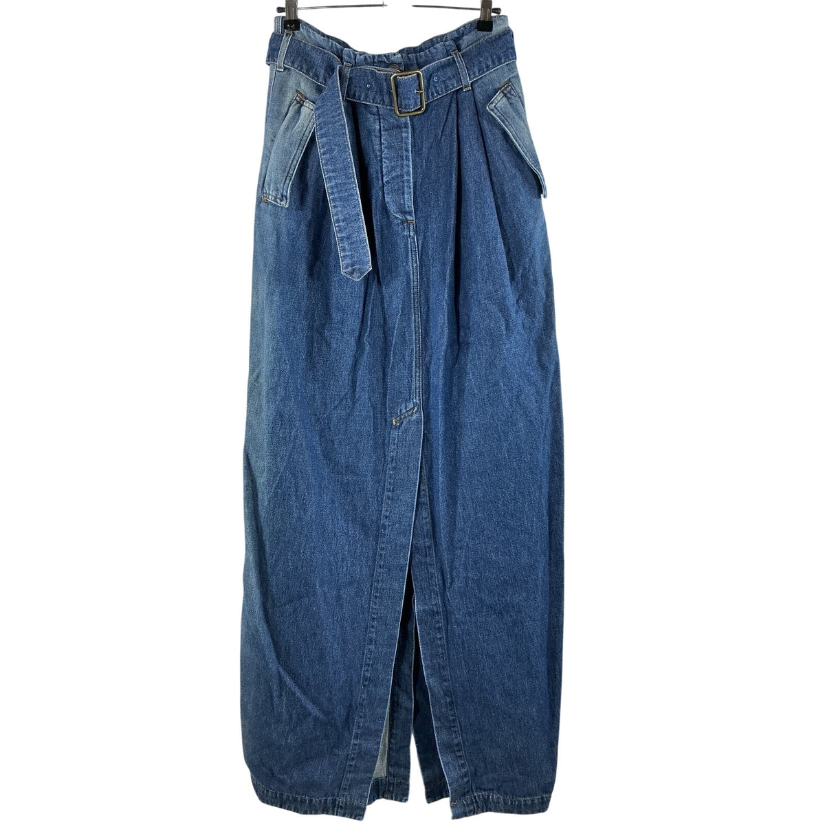 Dries Van Noten Classic Blue Belted Denim Maxi Skirt Size 38 FR / 6 US