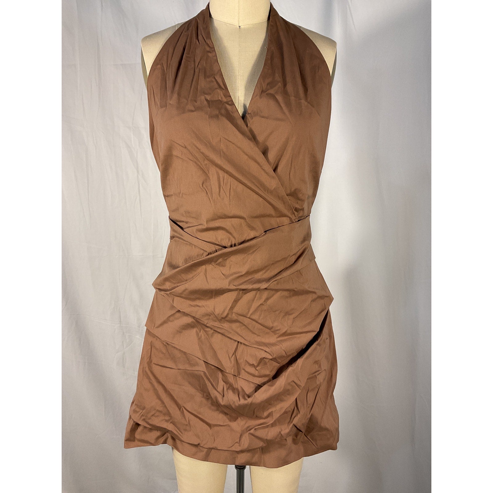 Sir. 'Alba' Brown Halter Mini Poplin Dress Size L
