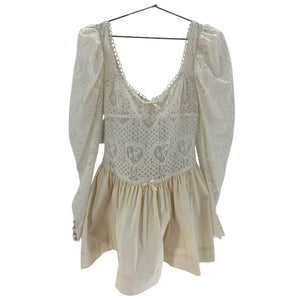 For Love & Lemons Romantic Cream Doily Lace Mini Dress Size S
