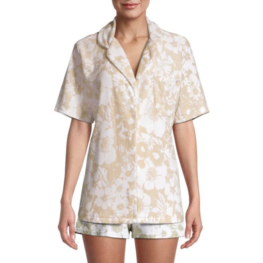 Faithfull The Brand Beige 'Montina' Caronia Floral Print Cotton-Terry Shirt Size S