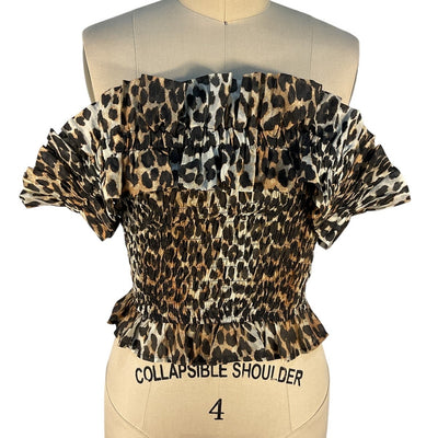 Ganni Ruffled Black Off Shoulder Top Size 34 EU / US 2