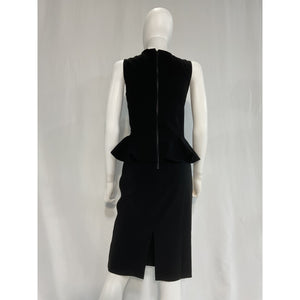 Alice + Olivia 'Poppy' Black Peplum Sleeveless Midi Dress Size 2
