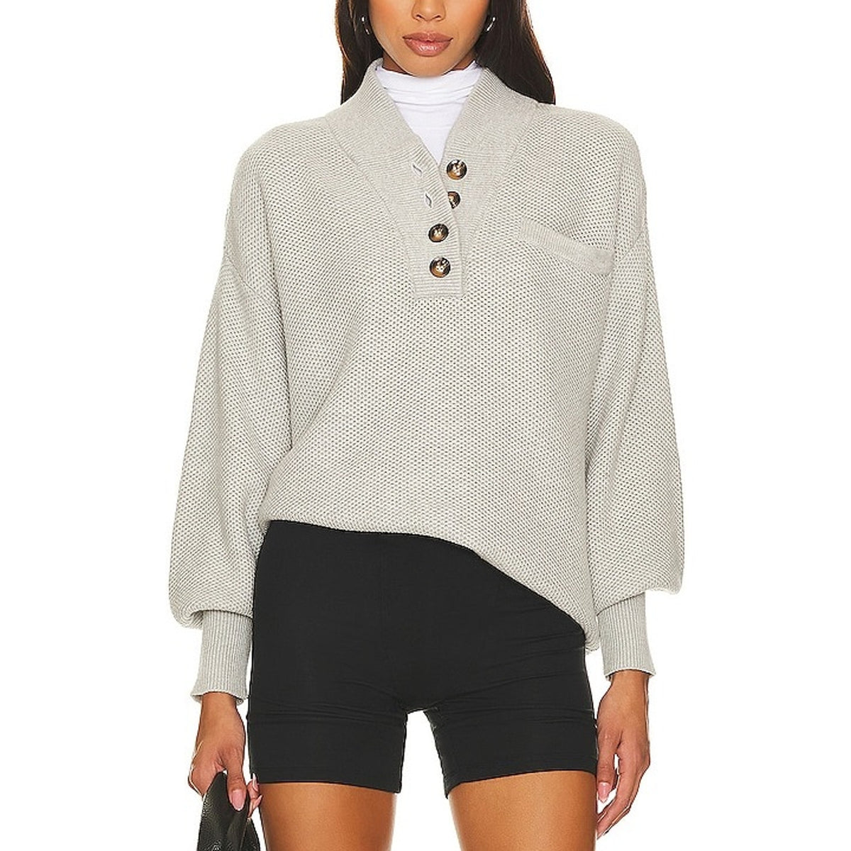 Lunya 'Cozy' Grey Cotton Silk Tops Size M