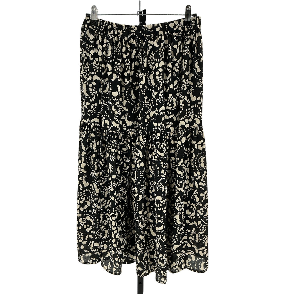 Ba&Sh 'Eola' Black Polyester Floral Tiered Midi Skirt Size 4 US