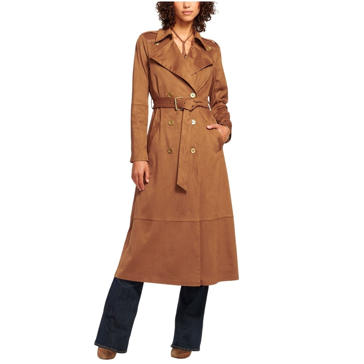Ramy Brook Faux Suede Saddle Hermione Trench Coat Size XS