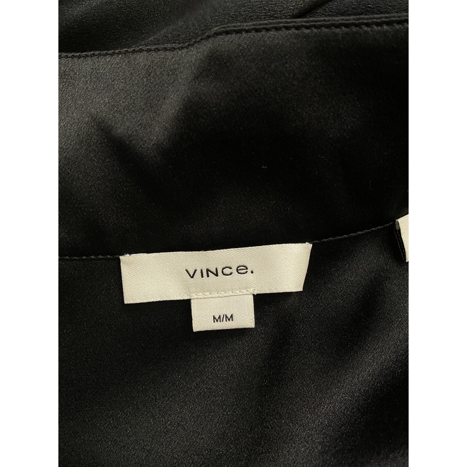 Vince Long Sleeve Black Silk Blouse Size M
