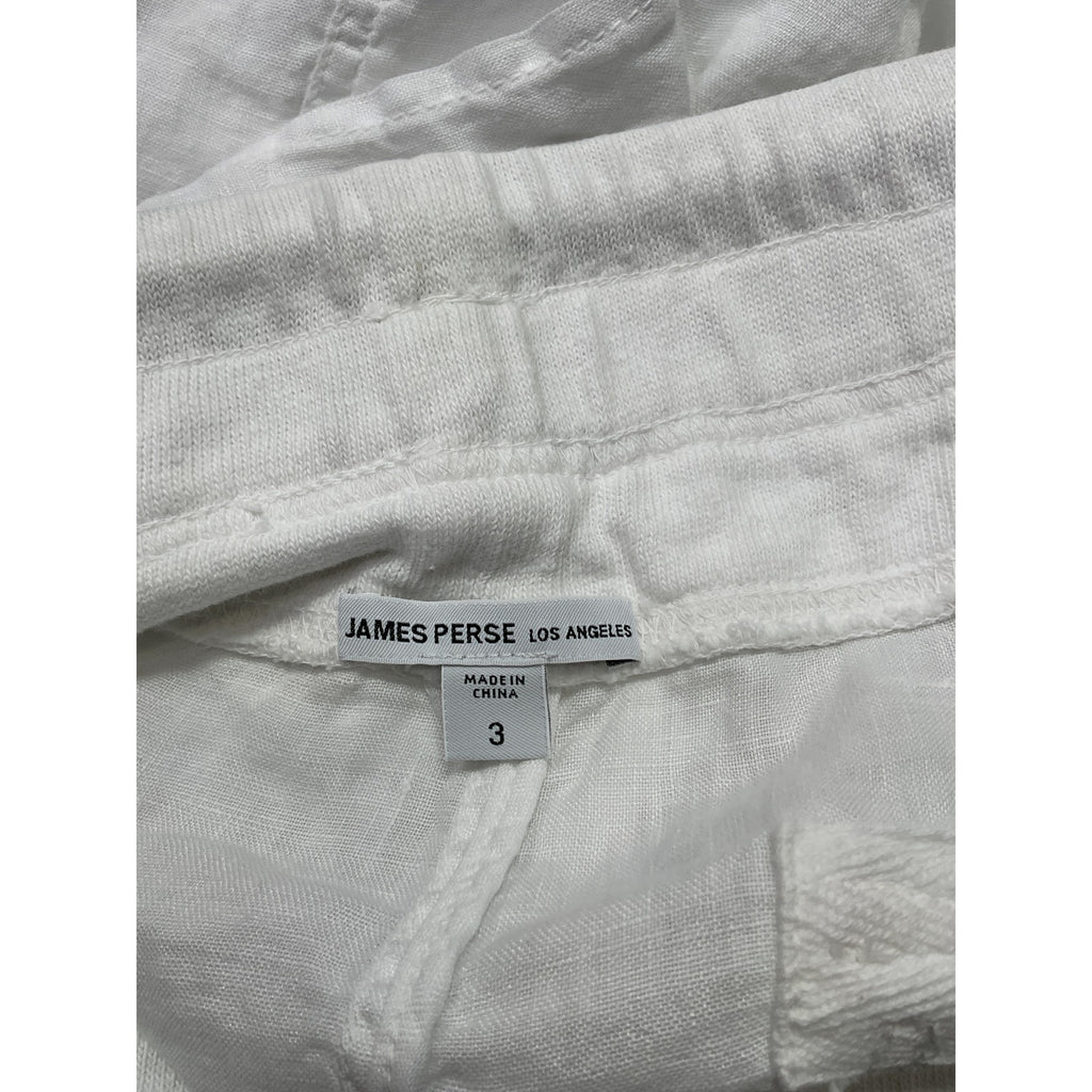James Perse Cotton White Linen Jersey-Trimmed Linen Shorts Size 2