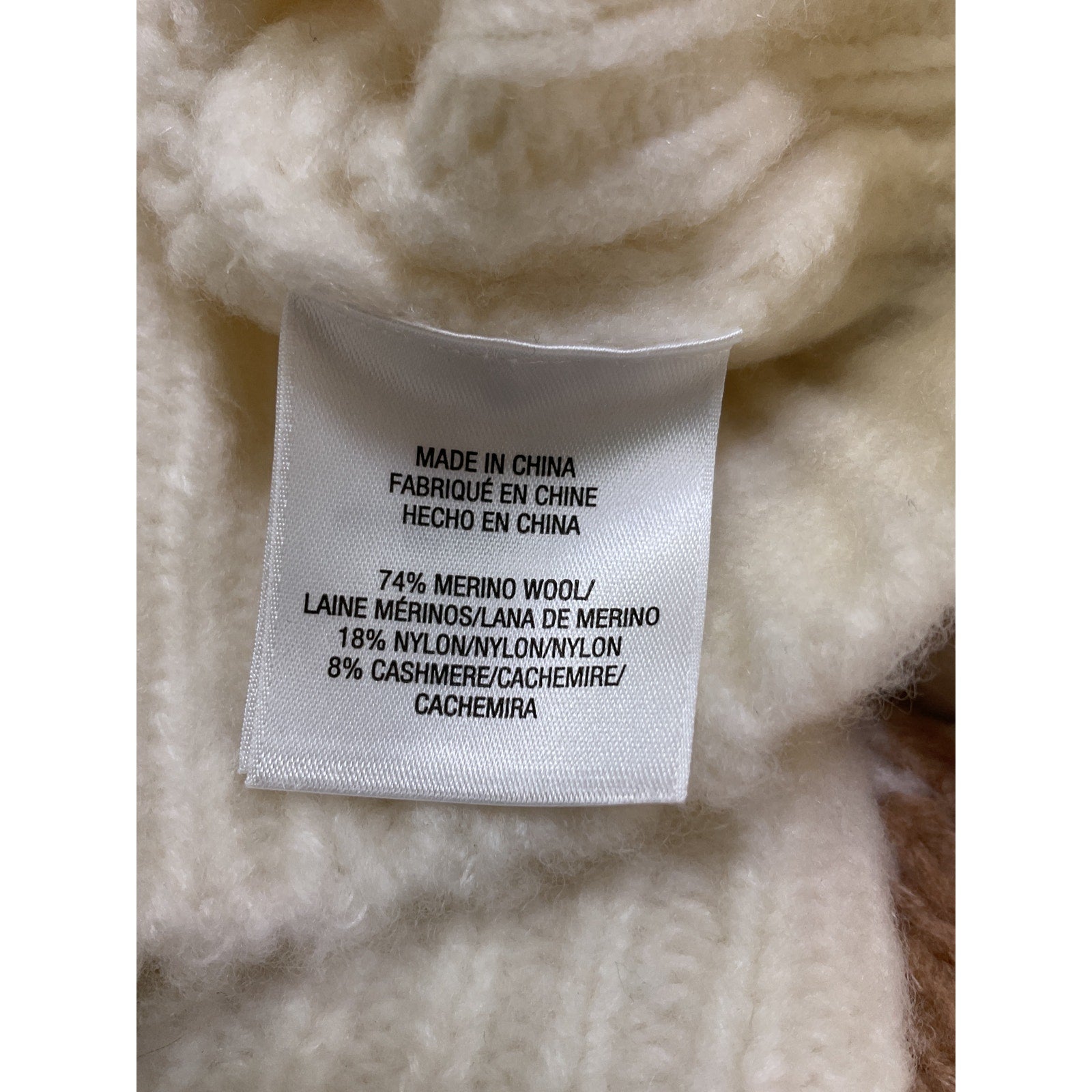 Favorite Daughter 'The Winter William' White Merino Wool Blend V Neck Sweater Size M