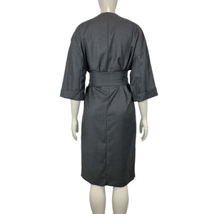 Brunello Cucinelli Belted Gray Wrap Dress Size XS