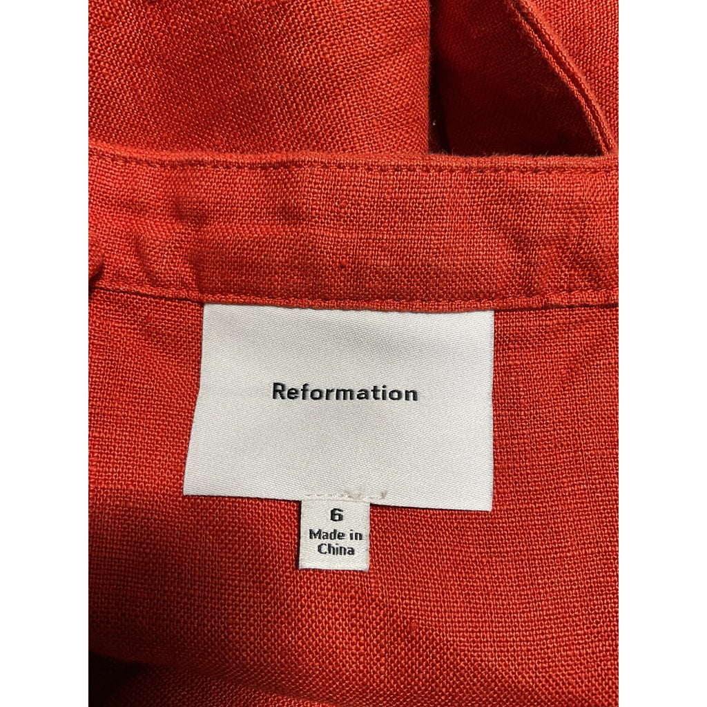 Reformation 'Bryson' Orange Viscose Dress Size 6