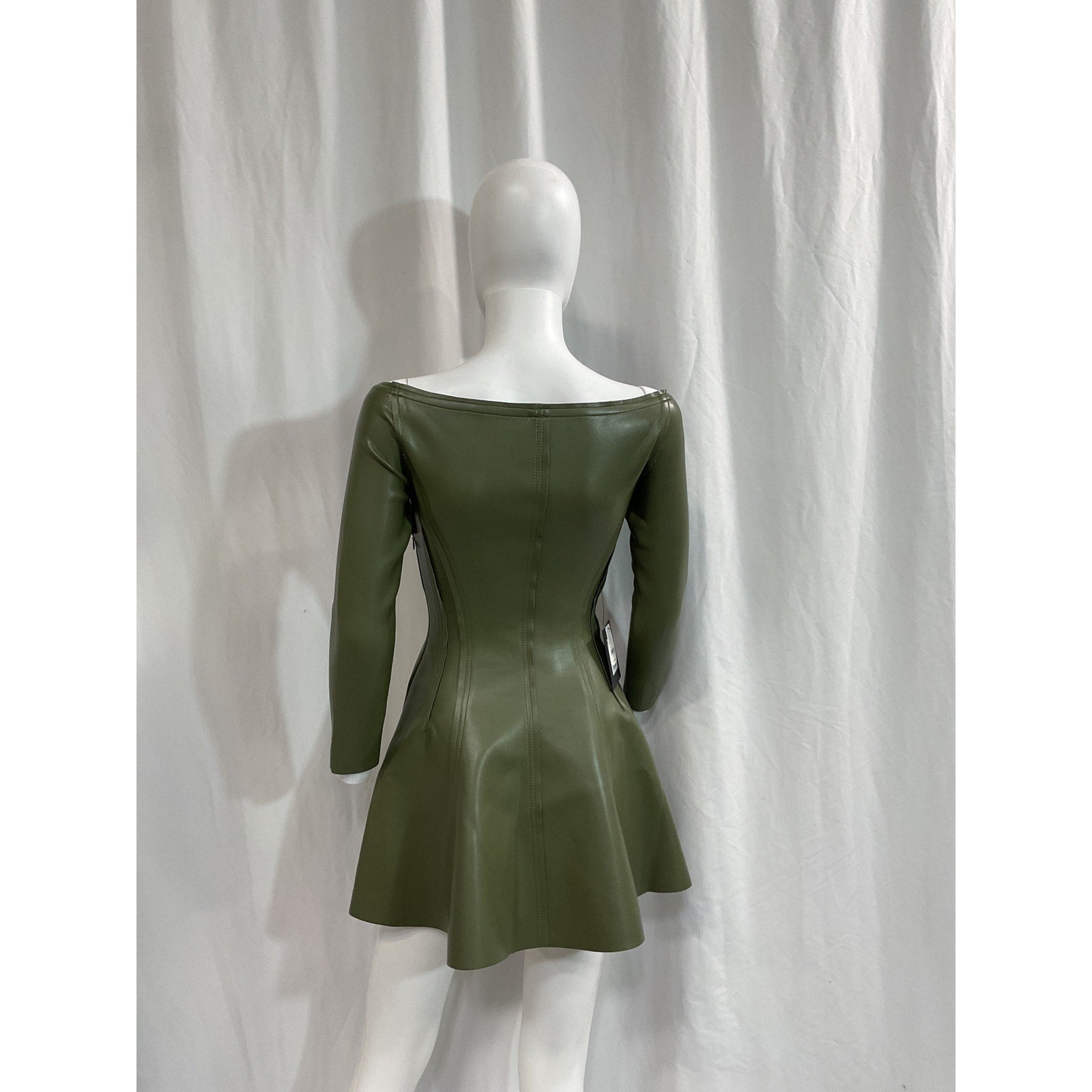 Norma Kamali Green Off Shoulder 'Grace' Mini Dress Size XS - NWT