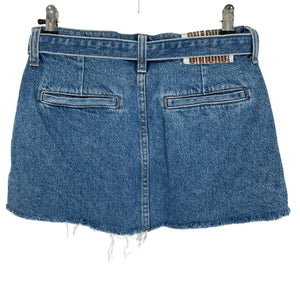 Mother Pleated Blue Nibbler Mini Skirt Size 24