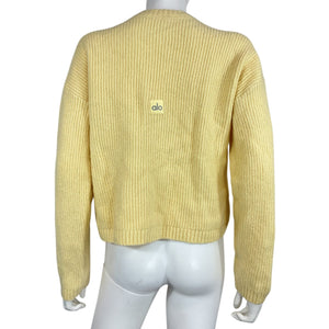 Alo Yoga Ribbed Yellow Noble Crewneck Sweater Size L