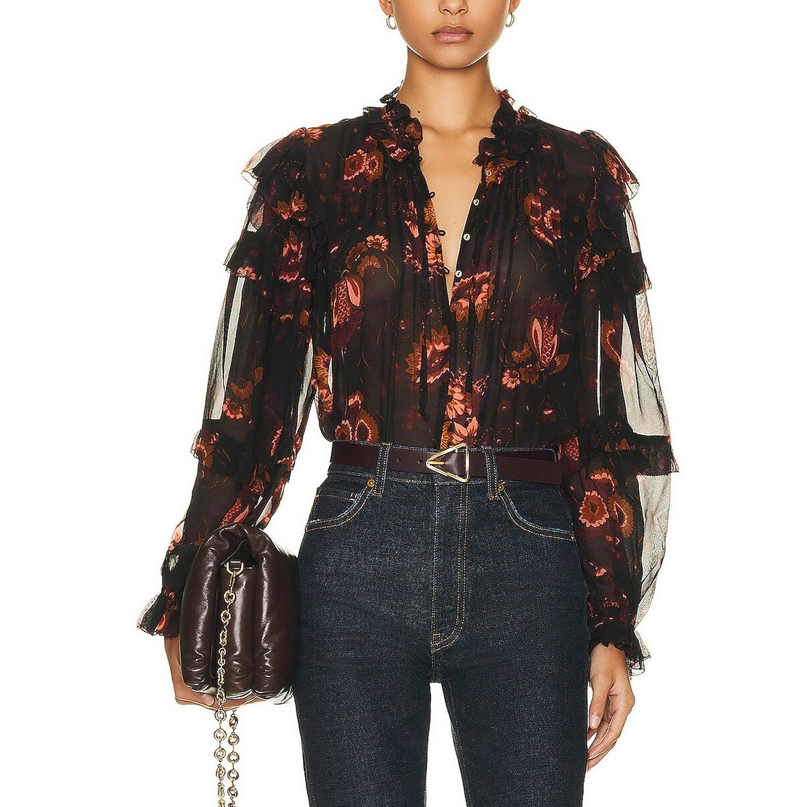 Ulla Johnson 'Miray' Black Silk Blouse Size 0