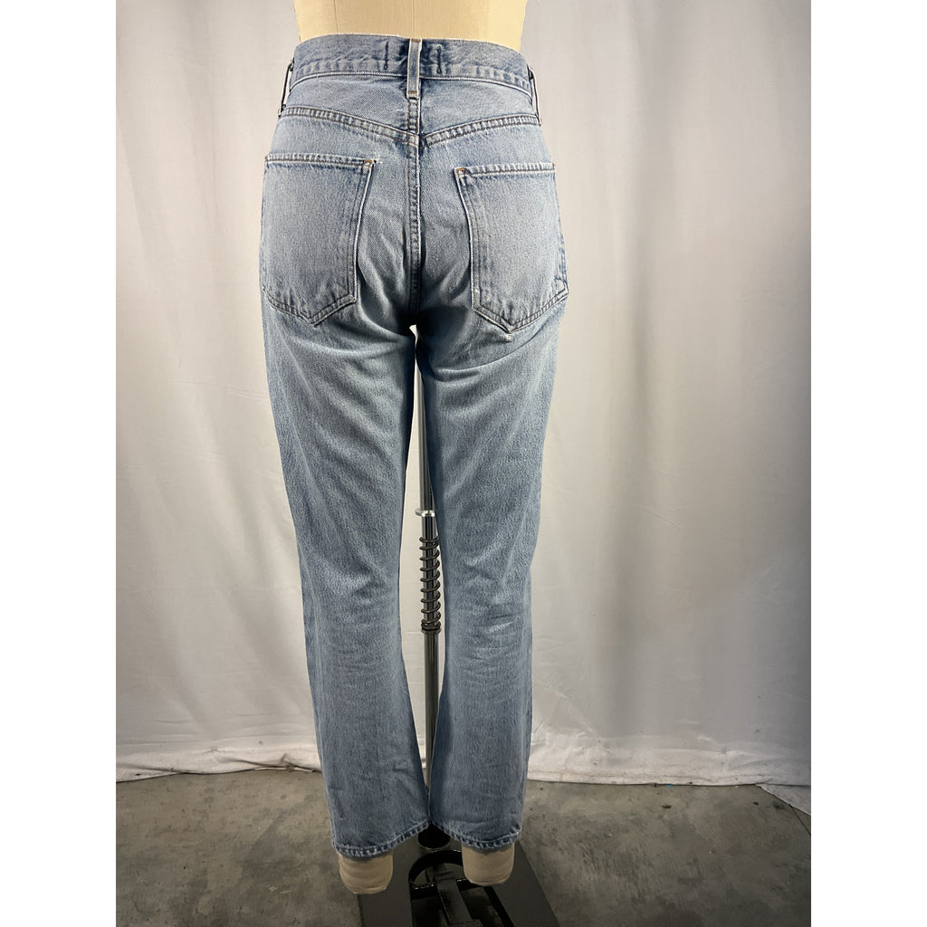 Agolde 'Riley' Blue High Rise Straight Crop Denim Jean Size 26