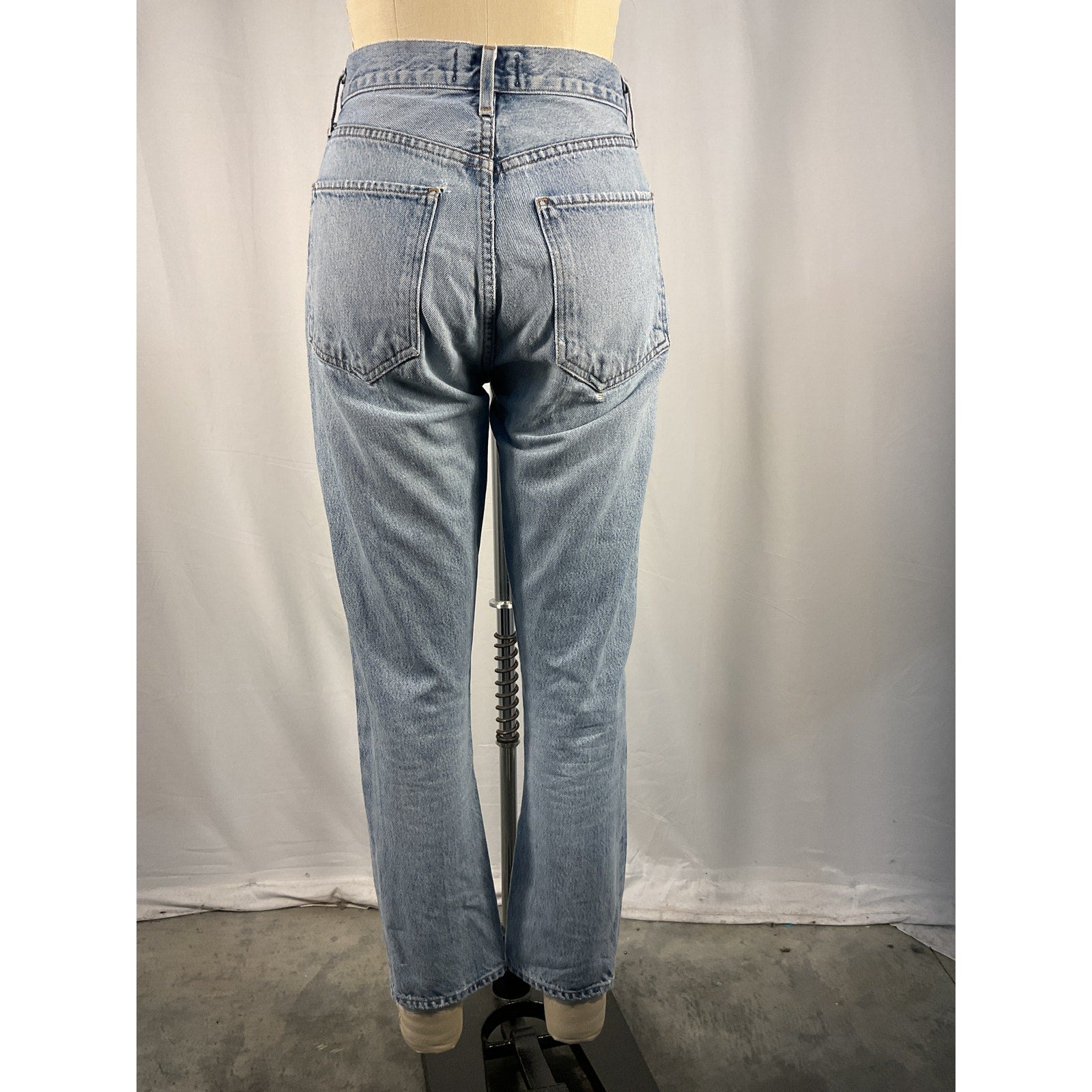 Agolde 'Riley' Blue High Rise Straight Crop Denim Jean Size 26