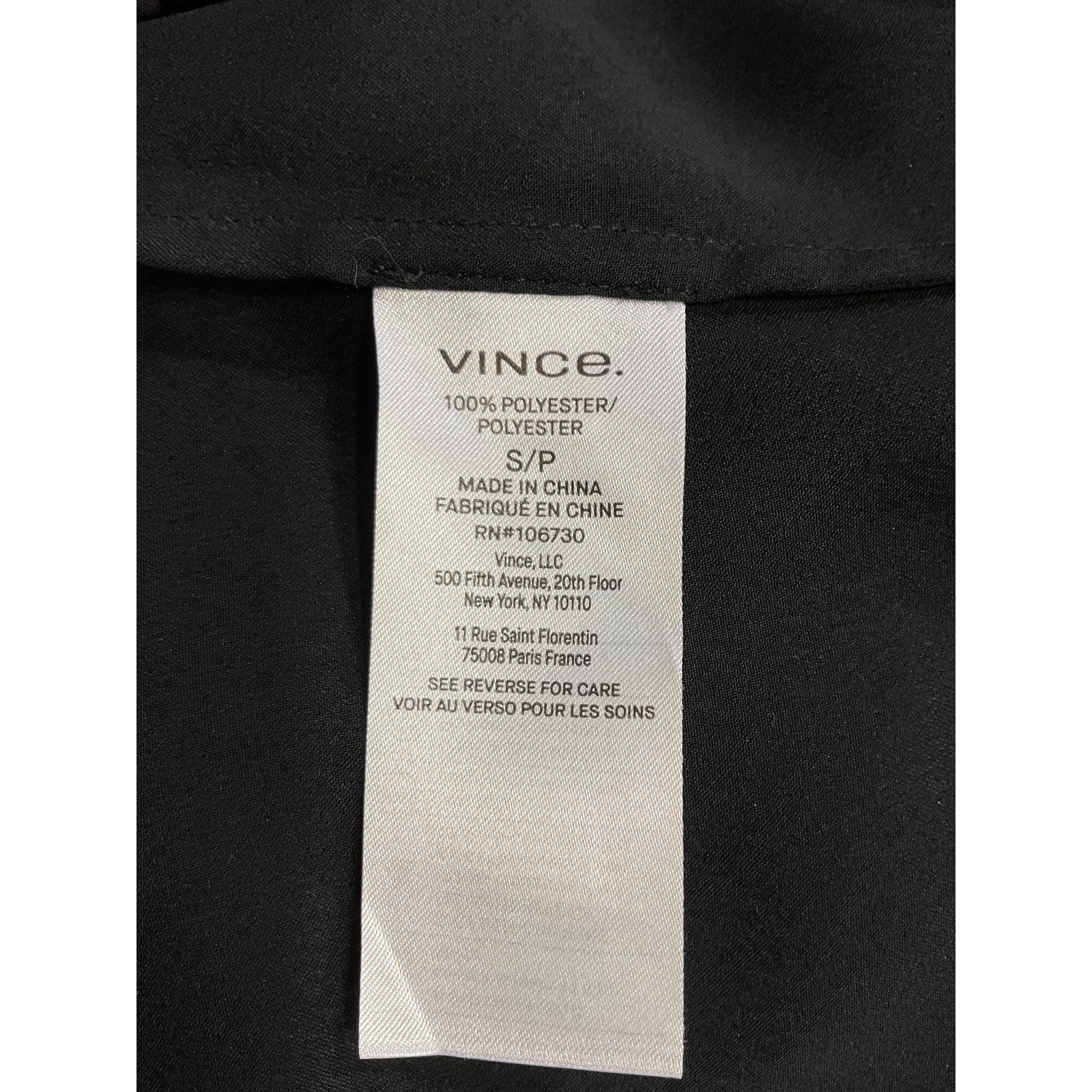 Vince 'Satin' Black Sleeveless Shell Tank Size S