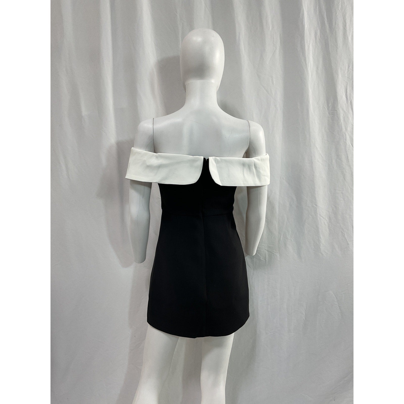 Self-Portrait Black Crepe Bow Off Shoulder Mini Dress Size 2