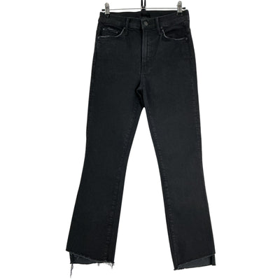 Mother Sleek Black Insider Crop Step Fray Denim Jeans Size 27